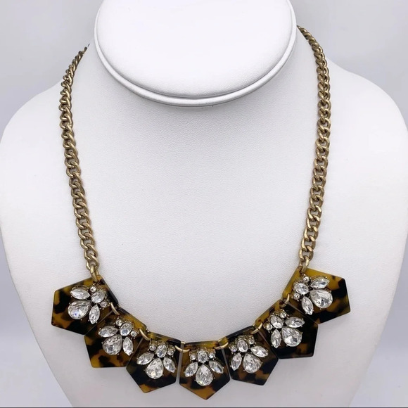 J. Crew Tortoise Jeweled Link Necklace - Picture 1 of 3